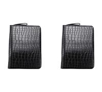 Pyatofly 2 x Estuche para bolígrafos estilográficos de gran capacidad en piel sintética, color negro, 48 ranuras para estuche, Negro
