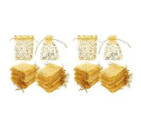 Pyatofly 200 Piezas 10X15cm Pestañas Impresas Bolsas de Organza Doradas Bolsas de Joyería Bolsas de Organza con Cordón para Favores de Boda Bolsas de Regalo de Dulces