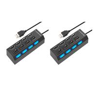 Pyatofly 2X 4 Puertos USB Hub Splitter USB 2.0 Hub LED con 4 Interruptores de Encendido/Apagado para Tableta, Computadora Portátil, Computadora Portátil