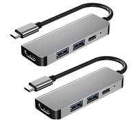 Pyatofly 2X Adaptador de Concentrador 4 En 1 USB Tipo C con Lector de Tarjetas Multipuerto Compatible con 4K 30Hz Adaptador Multipuerto de Video USB3.0 TF PD