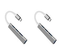 Pyatofly 2X Adaptador de Concentrador de Aluminio Tipo C 4 En 1 USB C Hub con Puertos USB3.0X1 + USB2.0X3 para/Pro 2017/2018 XPS Gris