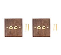 Pyatofly 2X Enchufe de Interruptor de Luz de Estilo Industrial Americano Retro, Placa de Interruptor de Palanca de Latón de Madera Maciza, Interruptor de Estancia En Casa Antiguo (2)