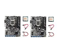 Pyatofly 2X Placa Base de Minería B75 Eth con CPU + Cable de Interruptor + Cable SATA LGA1155 12 PCIE Una USB MSATA DDR3 B75 Placa Base USB BTC
