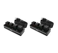 Pyatofly 2X Teclado Personalizado RGB de 4 Teclas, Perilla Macro para Juegos, Teclado Mecánico Programable de Intercambio en Caliente para Dibujo de Photoshop-Negro