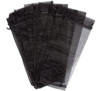 Pyatofly 30 Piezas Bolsas de Botella de Vino de Organza Negra, Bolsas de Regalo de Botella de Transparente Fundas de Vino Vestidos con CordóN para Halloween