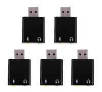 Pyatofly 5 tarjetas de sonido USB de aleación de aluminio de 7.1 canales, tarjeta de sonido externa para computadora, tarjeta de sonido analógica USB 7.1