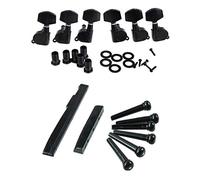 Pyatofly 6 clavijas de afinación eléctricas selladas negras de 3 L y 1 juego de de puente de guitarra acústica piezas de tuerca de sillín 1 sillín de guitarra x 1 tuerca de guitarra (negro)