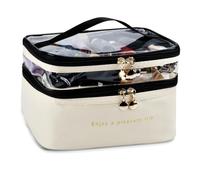 Pyatofly Bolsas de Maquillaje de Viaje de Gran Capa, Bolsa Maquillaje Transparente, Organizador,Bolsa para Cuidado de la Piel, Bolsa Organizadora de Maquillaje en Capa, Color Lechoso