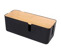 Pyatofly Caja de DistribucióN de Cables Tapa de Bambú Caja Organizadora de Cables PequeñA para Protector de SobretensióN de Banda de AlimentacióN de Cable de ExtensióN (Negro)