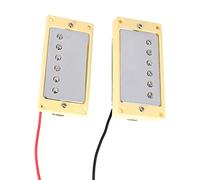 Pyatofly Conjunto de Doble Bobina Humbucker Pickup Guitarra EléCtrica MáStil y Puente Pickup Cromo con Amarillo Fit Lp Guitarra