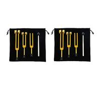 Pyatofly Juego de 6 Horquillas de Afinación (128 Hz, 256 Hz, 512 Hz) Kit de Horquilla de Afinación para Curación, Chakra, Terapia de Sonido, Horquilla Deslizante Sónica (Dorado)