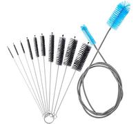 Pyatofly Juego de Cepillos de Filtro de Acuario, Limpiador de Manguera de Cerdas Flexibles de Doble Punta con Cepillo de Limpieza de Acero Inoxidable