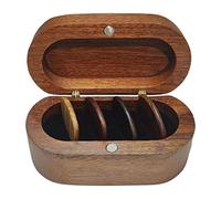 Pyatofly Juego de soporte para púas de guitarra con 4 púas de madera, madera natural, para púas de guitarra, mini caja de guitarra