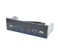 Pyatofly Panel Frontal USB 3.0 para Escritorio Bahía de Unidad de CD-ROM de 5,25 Pulgadas USB3.0/3.2 19 USB2.0 de 9 A 2 X USB Tipo C+2 X USB3.0+2xUSB2.0