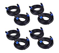 Pyatofly Paquete de 8 Cables Macho Speakon Una Speakon de 25 Pies, Cable de Audio Profesional AWG de Calibre 12 Cable de Altavoz para DJ Cable con Bloqueo de