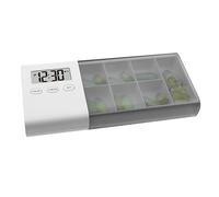 Pyatofly Pastillero de 7 Rejillas Caja de Almacenamiento de Medicamentos Recordatorio de Tiempo ElectróNico Cajas de Medicamentos Alarma Temporizador Organizador de Pastillas (Gris)