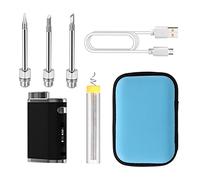 Pyatofly Soldador PortáTil Recargable con BateríA USB, Soldador de 1W-75W de Potencia para Exteriores, Soldador con 3 Puntas (Negro)