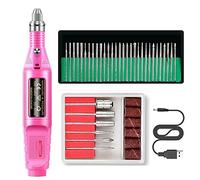 Pyatofly Taladro eléctrico de uñas, de uñas, kit de taladro de de uñas para uñas acrílicas, taladro de esmalte de uñas de gel, rosa