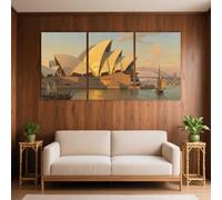 PYBILDCYJ 3 Lienzos Decorativos Modernos 40x60 cm - Cuadros para Salón, Dormitorio y Oficina Ópera de Sydney y puente del Puerto al atardecer Set Impresión HD, Sin Marco, Decoración Hogar