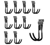 PYBTOOL Ganchos grandes de listones en J resistentes, accesorio de listones, ganchos para colgar en la pared, ganchos de listones de garaje y perchas para manguera de jardín, color negro (paquete de