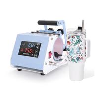 PYD Life 110 V Mini Max Máquina de Prensa de Calor para Vaso Térmico de 40 OZ Azul Claro Prensa de Calor para Taza Pantalla Táctil para Vaso Térmico de Sublimación de 40 OZ con Asa Impresión por