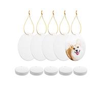 PYD Life 25 adornos de sublimación en blanco de cerámica blanca de 3 pulgadas con cuerda dorada para el hogar, Navidad, manualidades, decoración personalizada a granel
