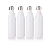 PYD Life Botellas de agua deportivas de sublimación de 481.9 g, vasos de acero inoxidable blanco con tapa para vaso, prensa de calor, impresión de horno de sublimación, paquete de 4
