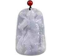 PYENHDI Collar de jade Feng Shui, Colgante de jadeíta hielo natural Guan Gong/Guan Yu, collar cuerda trenzada, amuleto