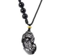 PYENHDI Collar de jade Feng Shui, Colgante Pixiu for mujeres y hombres, collar de Buda, cadena la suerte obsidiana, amuleto, joyería Feng Shui(Men)