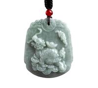 PYENHDI Collar de jade Feng Shui, Collar con colgante de jadeíta hielo natural y amuleto cuerda trenzada