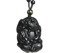 PYENHDI Collar de jade Feng Shui, Collar con colgante Pixiu/Pi Yao de cristal obsidiana negra riqueza Feng Shui(Single Pendant)