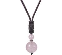 PYENHDI Collar de jade Feng Shui, Collar de bendición con colgante cristal, amuleto cadena la suerte ajustable for mujeres y hombres(Pink crystal)