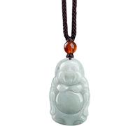 PYENHDI Collar de jade Feng Shui, Collares de jade con colgante Buda sonriente for mujeres y niñas, joyería Feng Shui