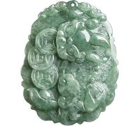 PYENHDI Collar de jade Pixiu, Collar de la riqueza Feng Shui Pi Yao con dije moneda mordida y colgante jade Fei Cui cordón