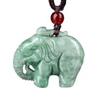 PYENHDI Collar de jade Pixiu, Collar de la suerte Feng Shui con elefante auspicioso, colgante jade antiguo nivel A