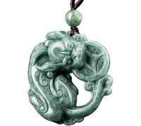 PYENHDI Collar de jade Pixiu, Collar Pi Yao de cristal mordiendo una moneda, amuleto riqueza Feng Shui Fei Cui contra los malos espíritus