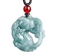 PYENHDI Collar de jade Pixiu, Fei Cui Jade Feng Shui Riqueza Pi Yao Morder Moneda Antigua Colgante Atraer