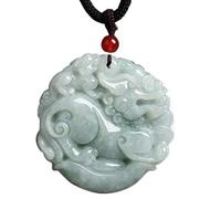 PYENHDI Collar de jade Pixiu, Feng Shui Doble Lado Pixiu Piyao Collar Colgante Sólo 7A Fei Cui Jade Cristal Antiguo