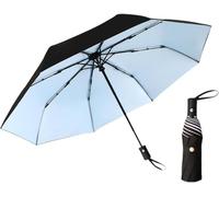 PYENHDI Paraguas de viaje resistente al viento, Paraguas de golf plegable automático 8 varillas, portátil y