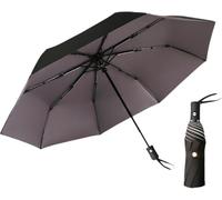 PYENHDI Paraguas de viaje resistente al viento, Paraguas de golf plegable automático 8 varillas, portátil y