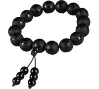 PYENHDI Pulsera Feng Shui, Amuleto de buena suerte chakra cristal con cuentas mantra seis caracteres cuarzo transparente, ágata negra