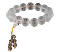 PYENHDI Pulsera Feng Shui, Amuleto de buena suerte chakra cristal con cuentas mantra seis caracteres cuarzo transparente, ágata negra