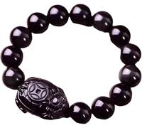 PYENHDI Pulsera Feng Shui, Amuleto de cristal obsidiana negra con forma tortuga dragón for la riqueza