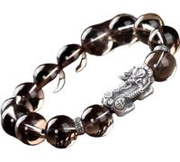 PYENHDI Pulsera Feng Shui, Pulsera con amuleto de cuarzo tibetano, plata pura y gemas la riqueza Pi Yao for fortuna el dinero