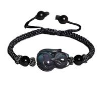 PYENHDI Pulsera Feng Shui, Pulsera talismán de obsidiana arcoíris for la prosperidad y riqueza, con gemas curativas cristales naturales