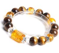 PYENHDI Pulsera Feng Shui, Talismán de cuentas cristal piedra ojo tigre amarillo, dios la riqueza, preciosa for chakras