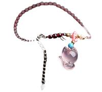 PYENHDI Pulsera Feng Shui, Tobillera con amuleto de cristal, pulsera la riqueza, prosperidad, granate natural, cuarzo rosa