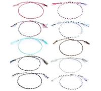 PYEUIFT 10 Piezas Tobilleras Trenzadas Bohemias Ajustables para Mujeres y Niños, Tobilleras Surferas, Ideales para Playa y Festivales