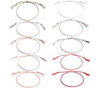 PYEUIFT 10 tobilleras trenzadas, bohemias, tobilleras ajustables para mujer y niña, estilo boho ajustable, pulseras para el pie para hombre y mujer, trenzadas a mano, ideales para playa y festivales