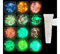 Pyeuift 12 Piezas Purpurina Cara Festival Brillantes Glitter Bar Boda Maquillaje Brillos Gel Lentejuelas Para Las Uñas Fluorescente